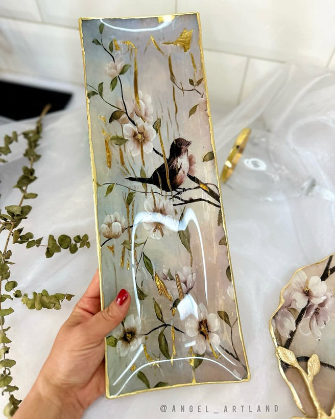 رولت خوری شیشه ای دکوپاژ و پتینه کاری